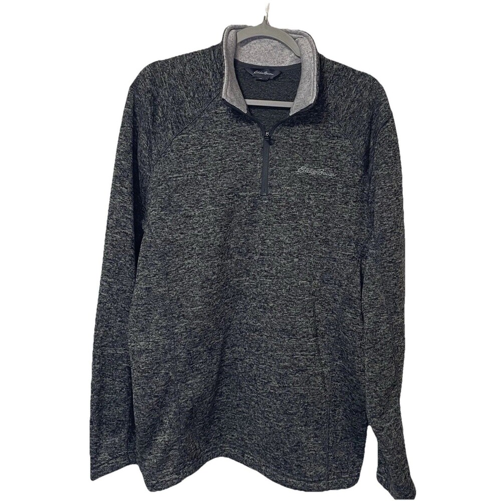 Eddie Bauer Men's Fleece 1/4 Zip Pullover M Heather Gray Warm Casual Outdoors